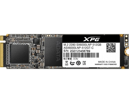 SSD 512GB SSD ADATA XPG SX6000 Lite 512GB M.2 2280 PCI-E x4 Gen3 NVMe (ASX6000LNP-512GT-C)
