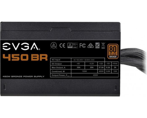 EVGA 450 BR 450W, 80 PLUS Bronze power supply (100-BR-0450-K2)