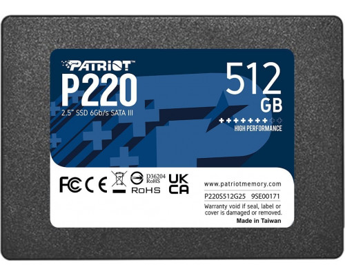 SSD 512GB SSD Patriot P220 512GB 2.5" SATA III (P220S512G25)