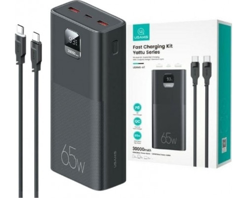 Usams USAMS PB68 30000mAh 65W QC3.0+PD Fast Charge + cable USB-C/USB-C 100W black