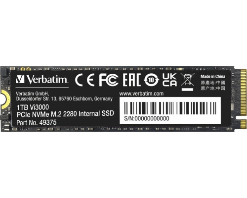 SSD 1TB SSD Verbatim Vi3000 1TB M.2 2280 PCI-E x4 Gen4 NVMe (49375-483)