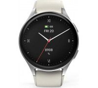 Smartwatch Hama Hama Smartwatch 8900, GPS, AMOLED 1.3, srebrna koperta, beżowy pasek silikonowy