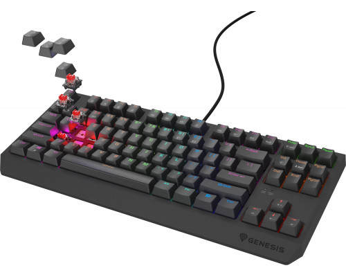 Genesis KLAWIATURA DLA GRACZY GENESIS THOR 230 TKL LITE US RAINBOW MECHANICZNA OUTEMU RED CZARNA HOT SWAP
