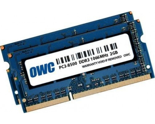 OWC OWC OWC8566DDR3S4GP, 4 GB, 2 x 2 GB, DDR3, 1066 MHz, 204-pin SO-DIMM