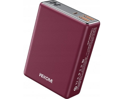 Wekome Power bank 10000 mAh Super Fast Charging USB-C PD 20W + 2x USB-A QC3.0 22.5W Red