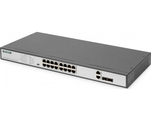 Switch Digitus Digitus 16 Port Fast Ethernet PoE Switch, 19 Inch, Unmanaged, 2 Uplinks