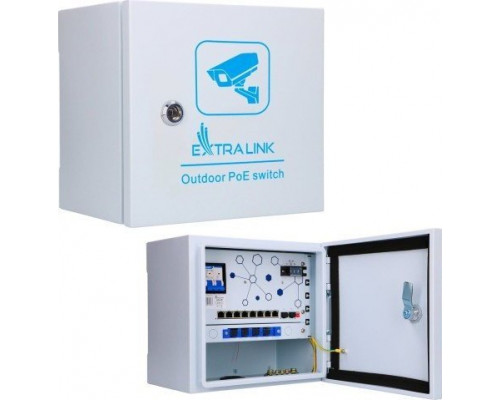 Switch ExtraLink Extralink Atlas | Zewnętrzny switch PoE | 8x RJ45 1000Mb/s PoE, 2x SFP, 120W, aktywne chłodzenie