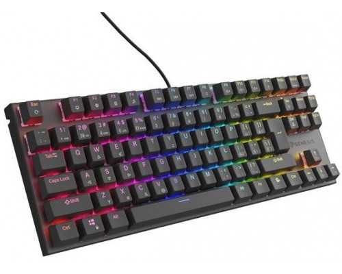 Genesis KLAWIATURA DLA GRACZY GENESIS THOR 303 TKL CZ/SK PODŚWIETLENIE RGB MECHANICZNA SILENT SWITCH CZARNA