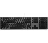 LMP Large Font USB Keyboard 110 keys wired USB keyboard with 2x USB and aluminum upper cover - UK - space gray