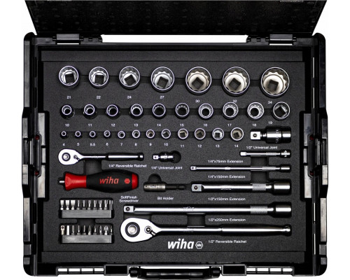 Wiha Wiha socket wrench and bit set 1/4 and 1/2, 60 pieces (with 2 ratchets and plug-in handle, in L-BOXX)
