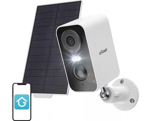 ieGeek Bezprzewodowa kamera zewnętrzna WiFi 3MP biała z panelem solarnym