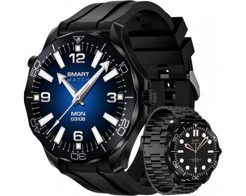 Smartwatch Veltori VT150-1 Black Pasek Silikonowy + Czarna Bransoleta