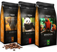 SkimaCoffee Zestaw 1kgX3 BRAZYLIA/WIETNAM/UGANDA Świeżo Palona do ekspresu