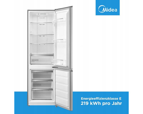 Midea Refrigerator | MERB276FGE02A | Energy efficiency class E | Free standing | Combi | Height 180 cm | No Frost system | Fridge net capacity 199 L | Freezer net capacity 71 L | 41 dB | Stainless steel