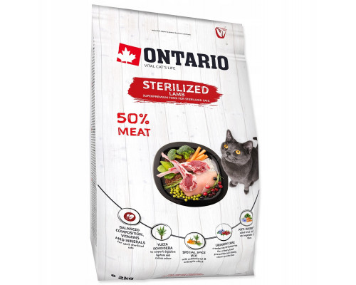 Ontario Cat Sterilised ėriena 2kg (Sterilizuotoms su ėriena)