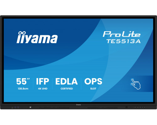 iiyama TE5513A-B1AG signage display Interaktywny płaski panel 138,7 cm (54.6") Wi-Fi 450 cd/m² 4K Ultra HD Czarny Ekran dotykowy Procesor wbudowany Android 18/7