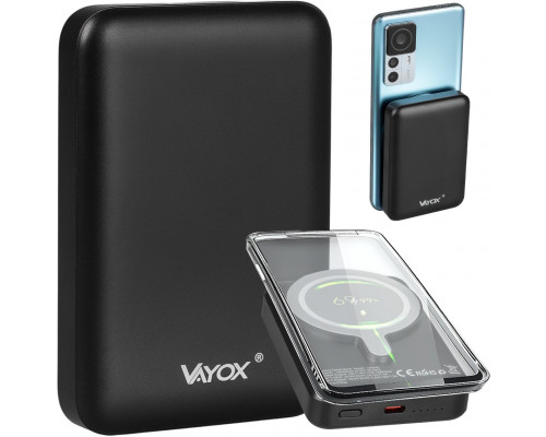 Power bank 10000 mAh USB-C / USB-C + Magnetsafe black VA0342 Vayox
