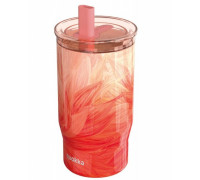 Quokka Mist - Thermal mug of steel stainlessj 720 ml with a straw (Peach Petals)