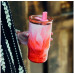 Quokka Mist - Thermal mug of steel stainlessj 720 ml with a straw (Peach Petals)