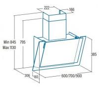 CATA Hood VALTO 600 XGBK Wall mounted, Energy efficiency class A+, Width 60 cm, 575 m3/h, Touch control, LED, Black