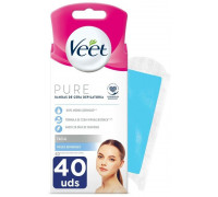 Veet Plastry  Depilacji Twarzy Paski woskowe Czysta Skóra wrażliwa (40 Sztuk)