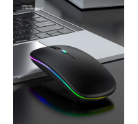 MYSZKA BEZPRZEWODOWA SLIM LED ŁADOWANA RGB Bluetooth+USB 2.4Ghz AKUMULATOR