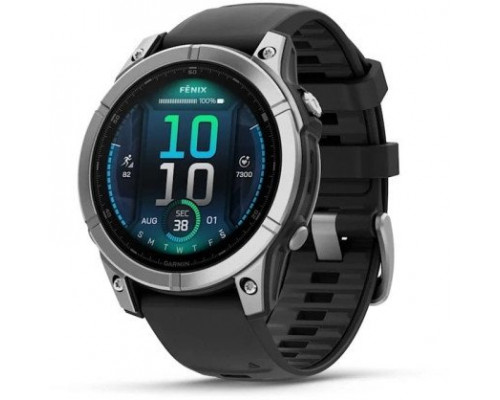 Garmin fēnix® E AMOLED stainless steel with a black silicone band