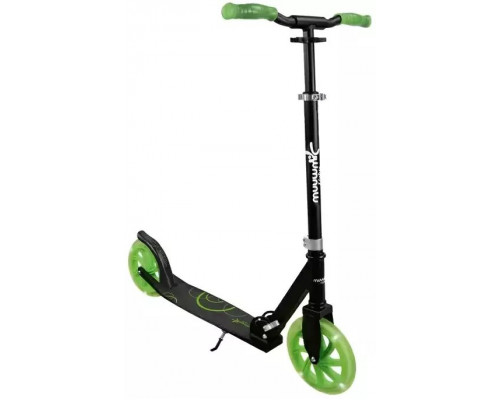 Muuwmi Lights Aluminium Scooter GLOW 215 mm (black/green, with luminous wheels and glow effect)