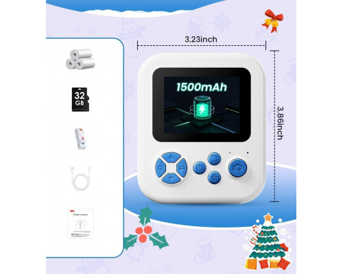 Aparat Natychmiastowy Dla Dzieci Cyfrowy Mp3 Gry Druk Telefon Obiektyw 180s / P02 Blue