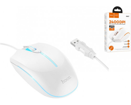 Myszka przewodowa gamingowa Hoco USB A 2400 dpi GM37 biała