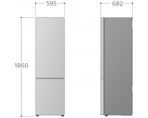 LG GBV21L0EPY Šaldytuvas, E, Free-standing, Combi, Height 1.86 m, Net fridge 234 L, Net šaldiklis 110 L, Sidabrinis