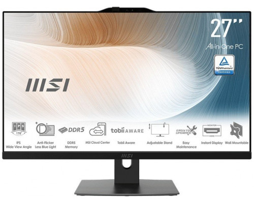 MSI AIO Modern AM272P 1M-1261EU Core 5-120U 27  IPS LED FHD Non-Touch Anti-Glare 16GB SSD512GB M.2 AX211 WiFi 6E Windows 11 Pro Black
