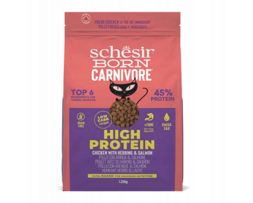 Born Carnivore, karma sucha, dla kot�w doros�ych, chicken i �led�, 1,25 g, worek
