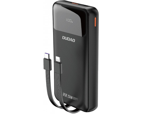 Dudao K15Pro 20000mAh 22.5W PD USB-C / USB-A / wbudowane kable Lightning, USB-C black