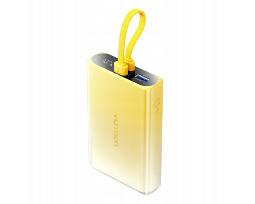 Vention 10000 mAh USB-C + Lightning + USB-A 22.5W ar displeju LED żółty
