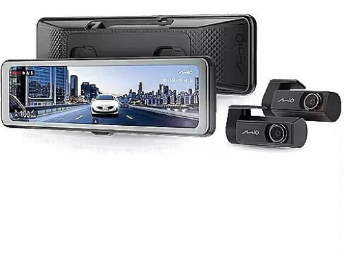 „Mio MiVue R860WD“, vaizdo registratorius | GPS | „Wi-Fi“ | Priekinė ir galinė kameros sinchronizuotos įrašymui su netrukdomu vaizdu; 11,26 colio IPS jutiklinis ekranas su apsauga nuo akinimo; Atnaujinkite į „STARVIS 2“ technologiją, kad