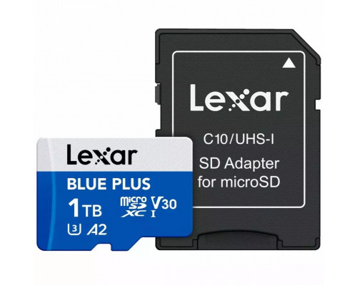 SD  Lexar Blue Plus MicroSDXC 1 TB Class 10 UHS-I/U3 A2 V30 (LMSBLPL001T-BNANG)
