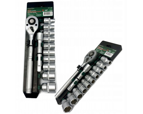 1/2" nasadki, grzechotka 12el (10-24mm) (6-kątnych)