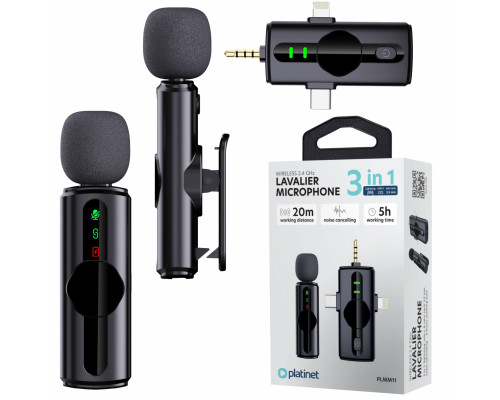 PLATINET WIRELESS LAVALIER MICROPHONE MIKROFON KOŁNIERZYKOWY SINGLE SET [46293]