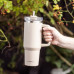 STALOWY THERMAL MUG TERMOS 1100ml Z RĄCZKĄ I SŁOMKĄ KLAUSBERG KB-7944