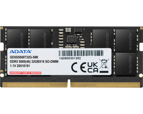 ADATA Gold, SODIMM, DDR5, 32 GB, 5600 MHz, CL46 (GD5S5600732G-SMI)