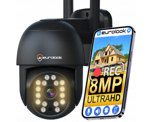 WIFI ZEWNĘTRZNA OBROTOWA 4K ULTRA HD 8MPX 8MP EUROLOOK AUDIO CZARNA