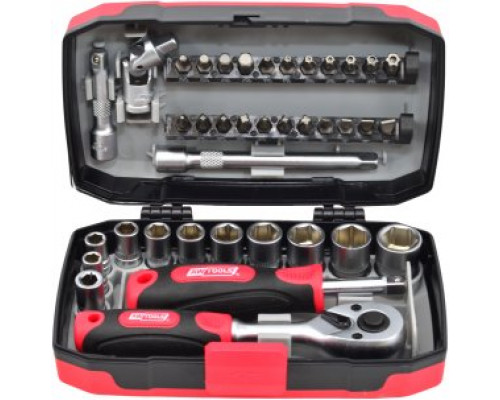 AWTools ZESTAW KLUCZY 38el. 1/4" BLACK LINE