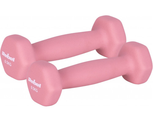 Hantelki cast iron neoprene HEX 2x0.5kg, REBEL ACTIVE