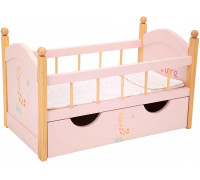 Arias drewniane cot For lalek z szufladą i pościelą pink (do 45 cm)