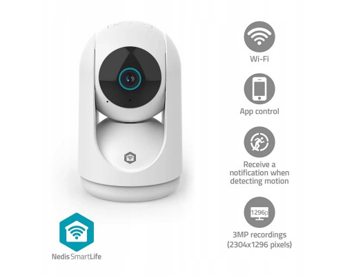 Nedis SmartLife Wewnętrzny Kamera | 3MP Full HD 1296p | Pan tilt