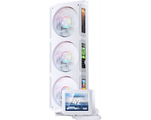 Jonsbo TF3-360SCW AiO chłodzenie wodne, ARGB, 3,5” + 3x 3,38” LCD - 360mm, biały