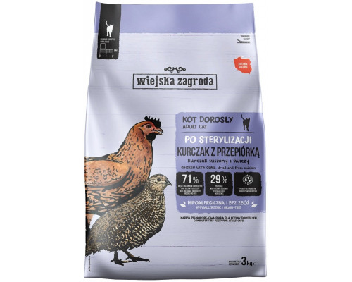 Food sucha dla kota Sterilized chicken z przepiórką Prebiotyk i probiotyk (dorosły) 3kg