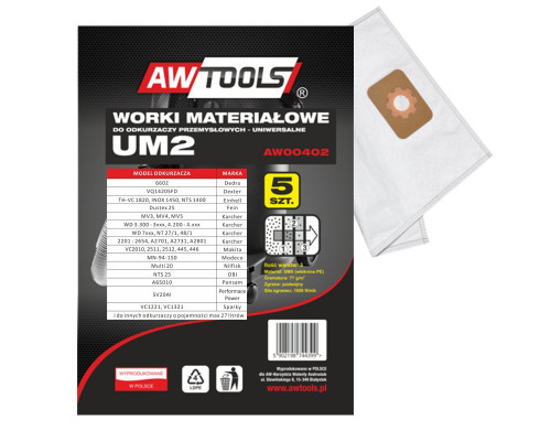 AWTools non-woven fabric UM2 MAKITA VC2010/2511/2512/445/446 5pcs. (AW00402)