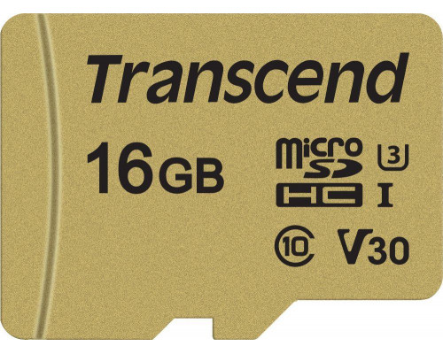 SD  Transcend 500S MicroSDHC 16 GB Class 10 UHS-I/U3 V30 (TS16GUSD500S)